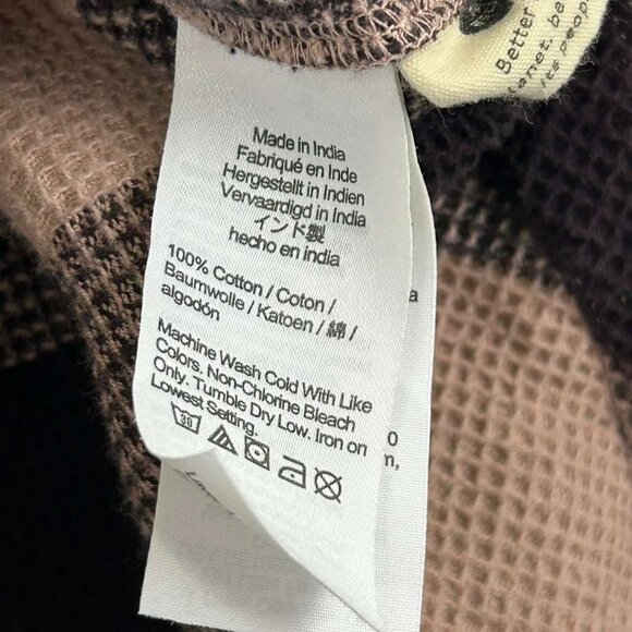 Madewell Women's Medium Waffle Half-Zip Popover Pink Plaid Long Sleeve Shirt - Picture 9 of 16